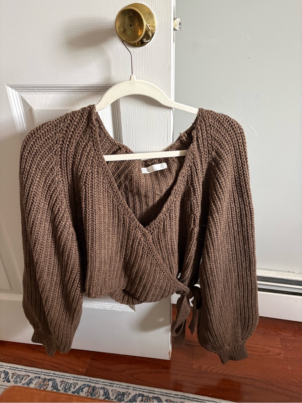 OAK + FORT Chocolate Brown V-Neck Wrap Sweater
